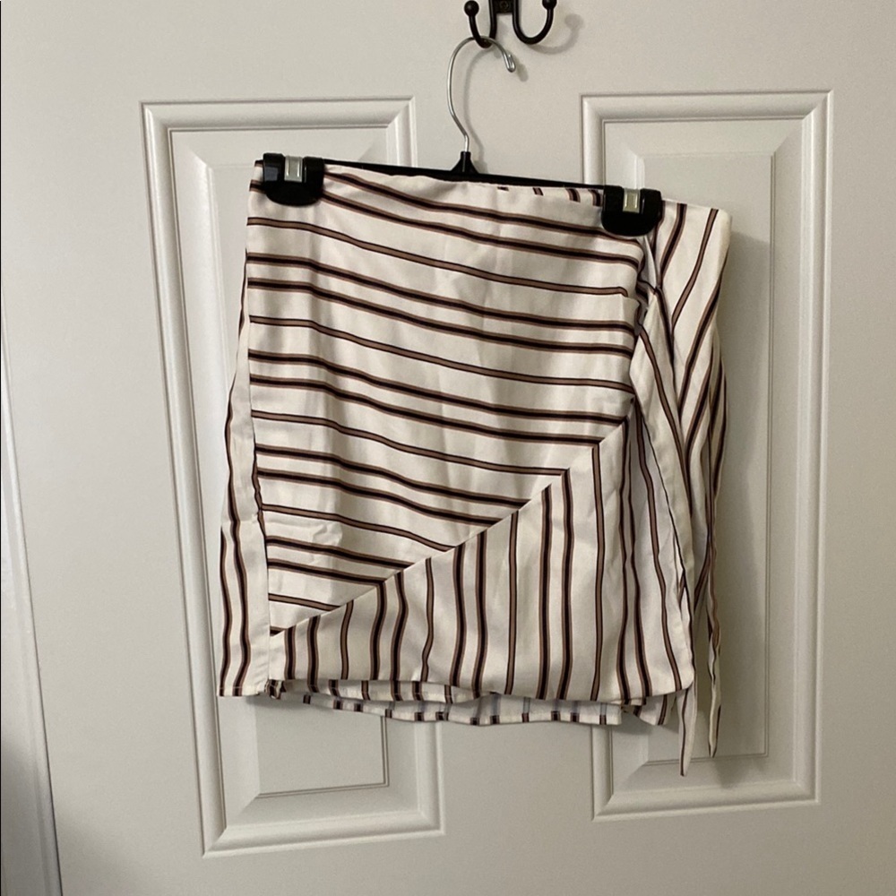 SHEIN Black and White Asymmetrical Wrap Mini Skirt